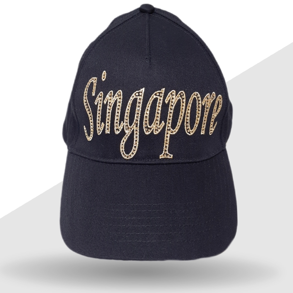 Singapore Baseball Cap Souvenir Hat Travel Metallic Gold One Size Adjustable